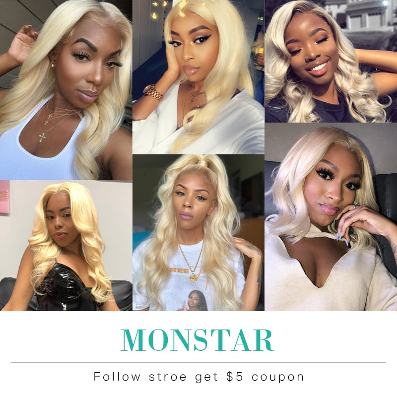 Blonde Hair Body Wave 3 4 Bundles with 13x4 Ear to Ear Hd Lace Frontal Closure Brazilian Human Blonde 613 Hair with 13x6 Frontal