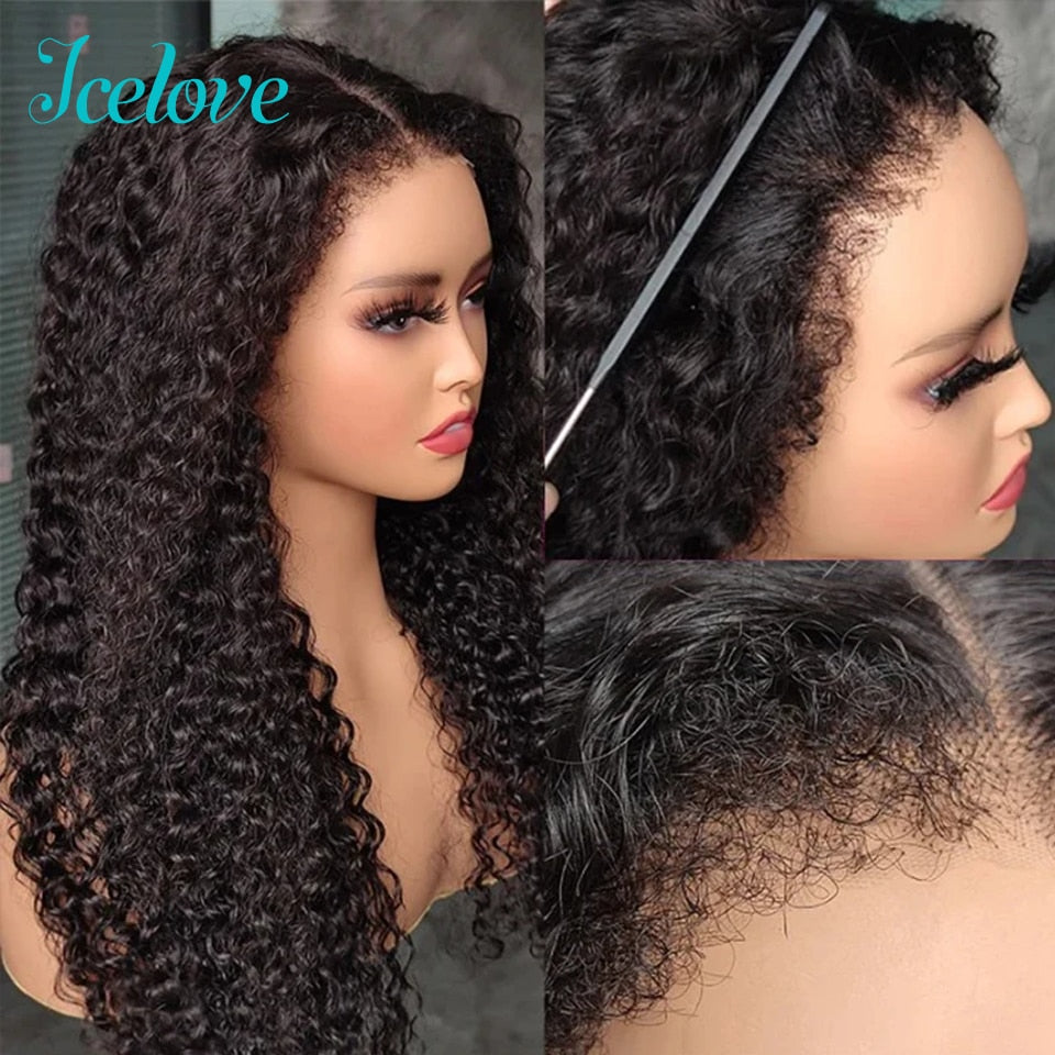 4C Hairline Kinky Curly Wig 13x4 HD Lace Frontal Wig Human Hair Brazilain Kinky Curly 4x4 Lace Closure Wigs Pre Plucked