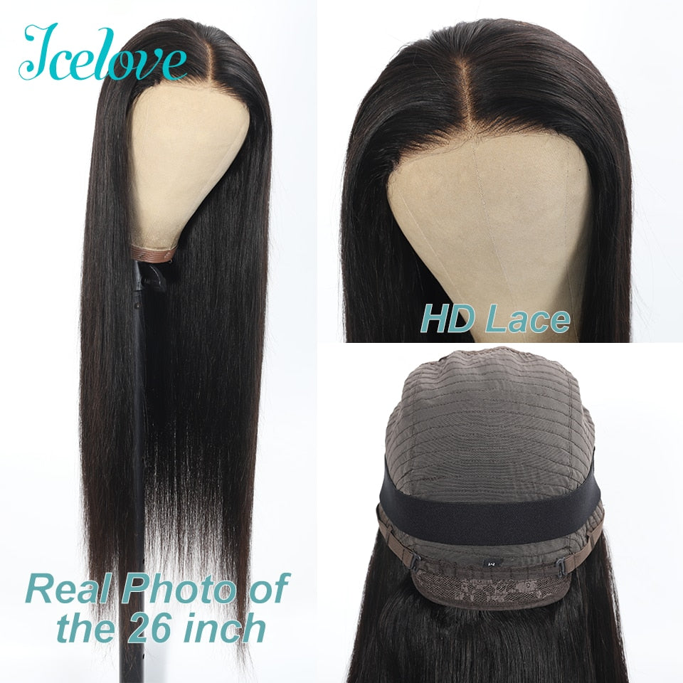 Glueless Wig Malaysian Straight HD Lace Closure  Wig Human Hair