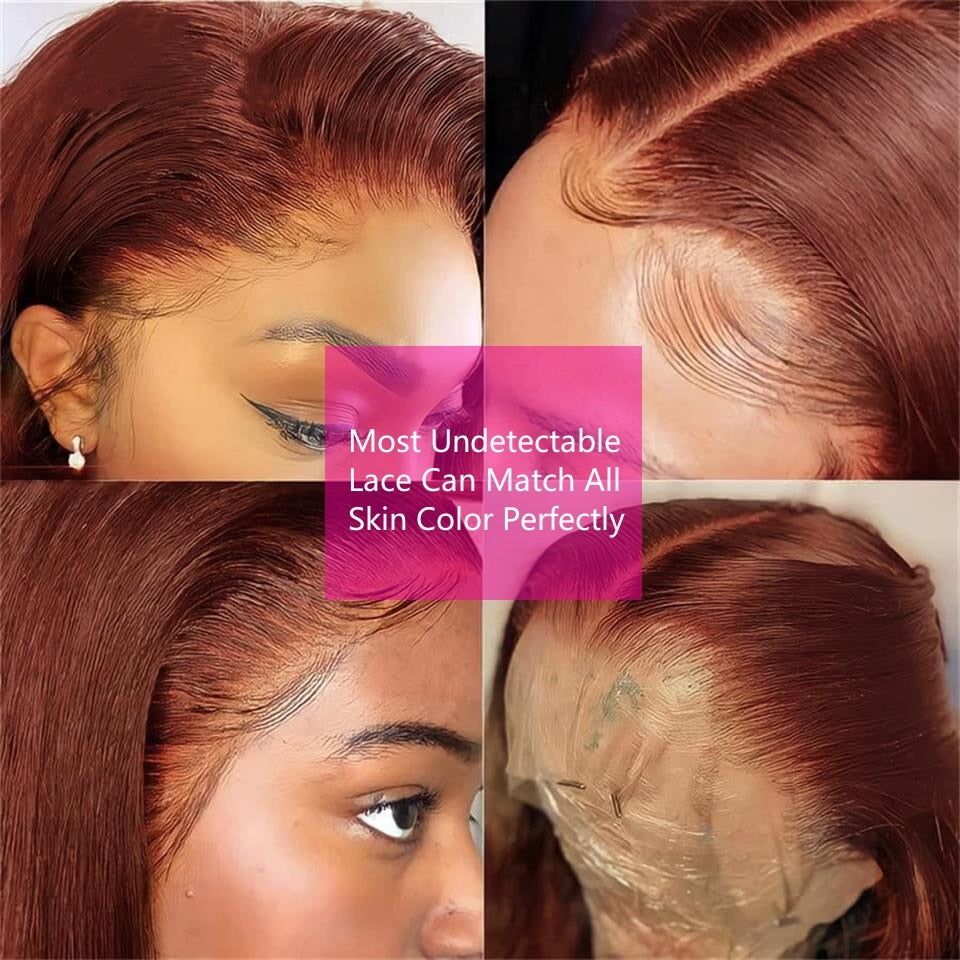 Reddish Brown Hd Lace Wig 13x6 Human Hair Pre Plucked 13x4 Straight Lace Front Wig Dark Red Brown 360 Full Lace Frontal Wigs