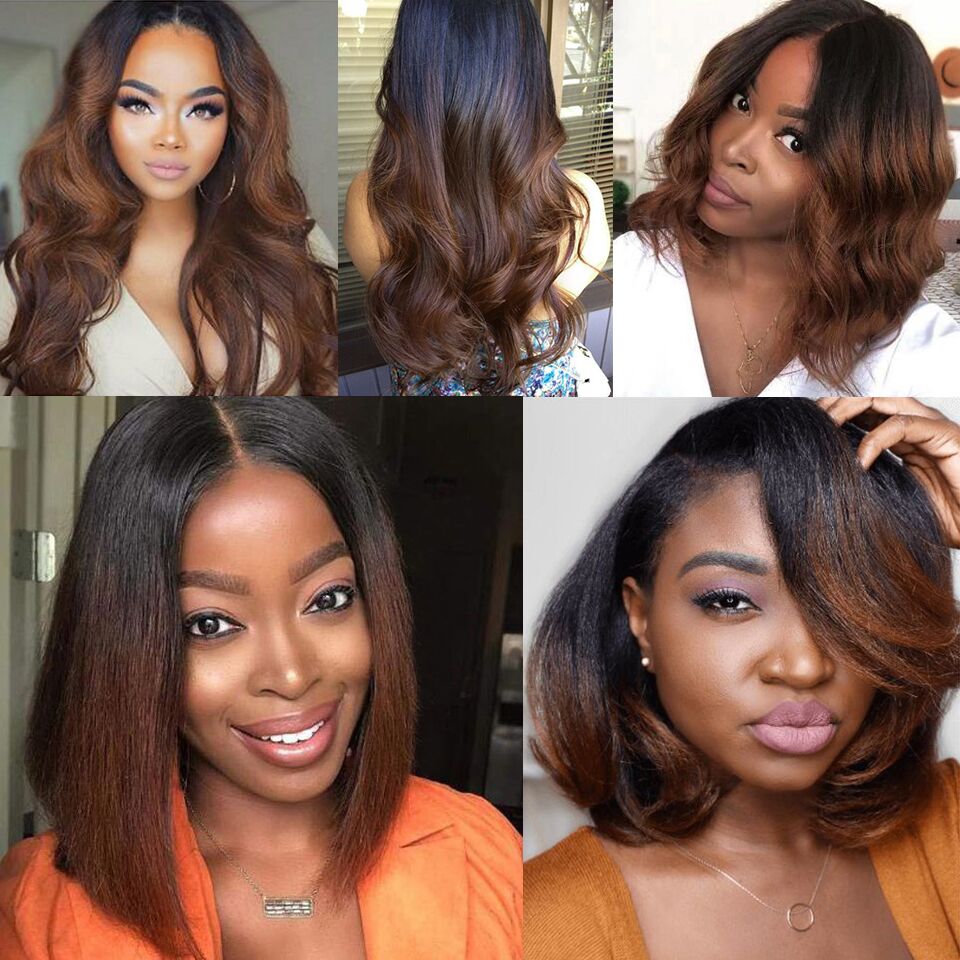 Ombre Chocolate Brown Bundles With Closure Peruvian Body Wave 1B 33 Hair Colored Human Hair Bundles and 4×4 Lace Closure Remy