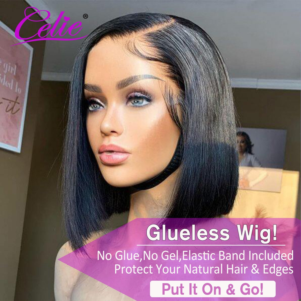 Celie Hair Bob Wig Glueless Lace Front Human Hair Wigs 4X4 Closure Wig For Women Human Hair Bob Glueless Wig