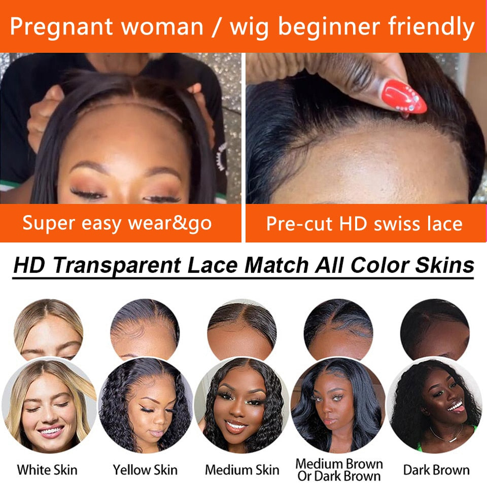Lace Closure Wig Pre Plucked Deep Curly Human Hair Wigs with Elastic Band