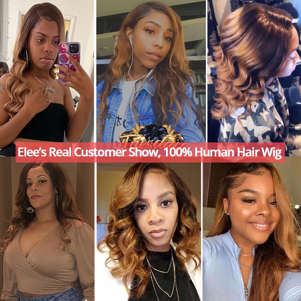 Ombre Body Wave Bundles With Closure Brazilian Human Hair Weave Bundles With Closure T4/30 Colored Bundles With Lace Closure