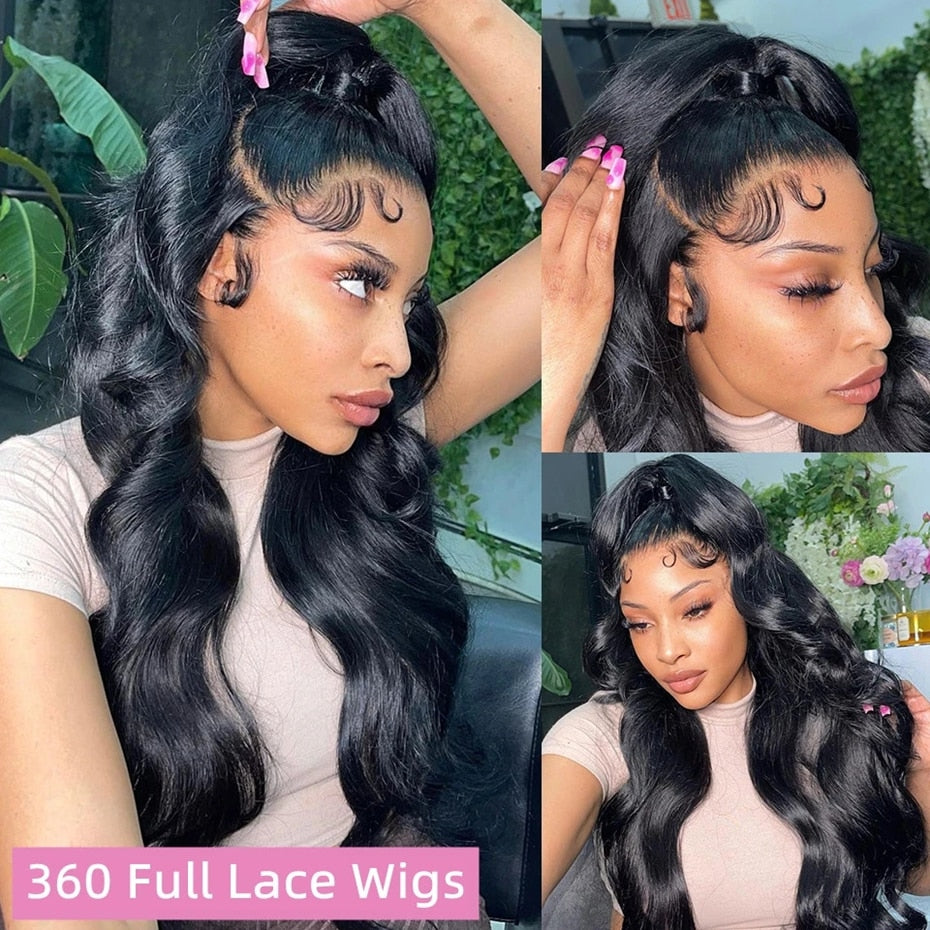 Body Wave 360 Full Lace Wig Human Hair Pre Plucked Transparent Lace Frontal Wig