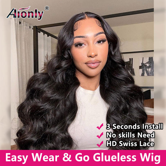 Glueless Wig  Human Hair Wig Pre Cut HD Transparent 4x4 Closure Wig